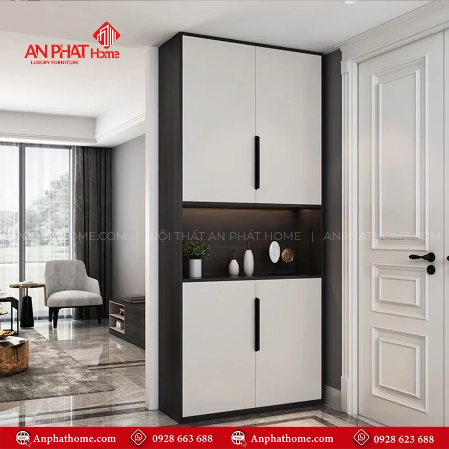 Mẫu tủ giày kịch trần bằng gỗ MDF T-5520 7 Mẫu tủ giày kịch trần bằng gỗ MDF T-5520 An Phát Home