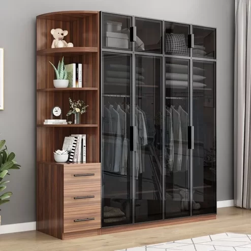 Mẫu tủ quần áo cánh kính kết hợp kệ trang trí đẹp TA-689 An Phát Home
