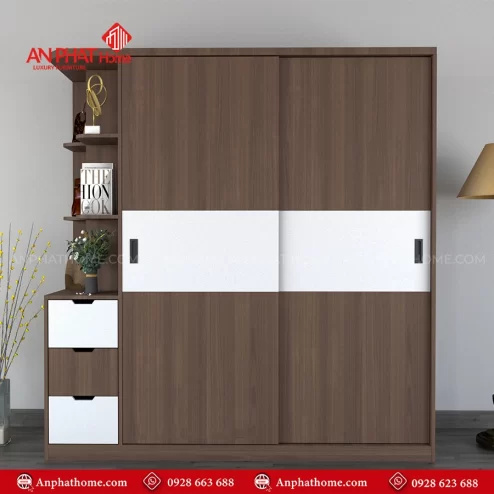 Mẫu tủ quần áo cánh lùa có kệ trang trí TA-702 An Phát Home