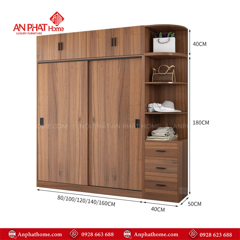 Mẫu tủ quần áo gỗ MDF giá rẻ TA-706 11 Mẫu tủ quần áo trong phòng ngủ