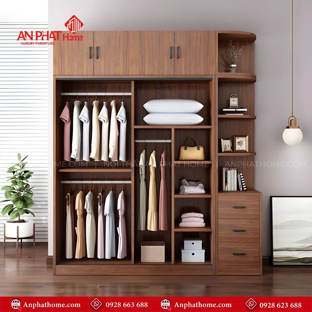 Mẫu tủ quần áo gỗ MDF giá rẻ TA-706 12 Thiết kế tủ quần áo cho phòng ngủ nhỏ