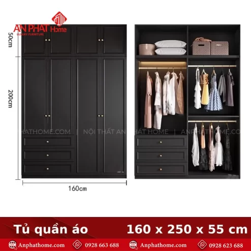 Tủ quần áo gỗ công nghiệp nhiều cánh