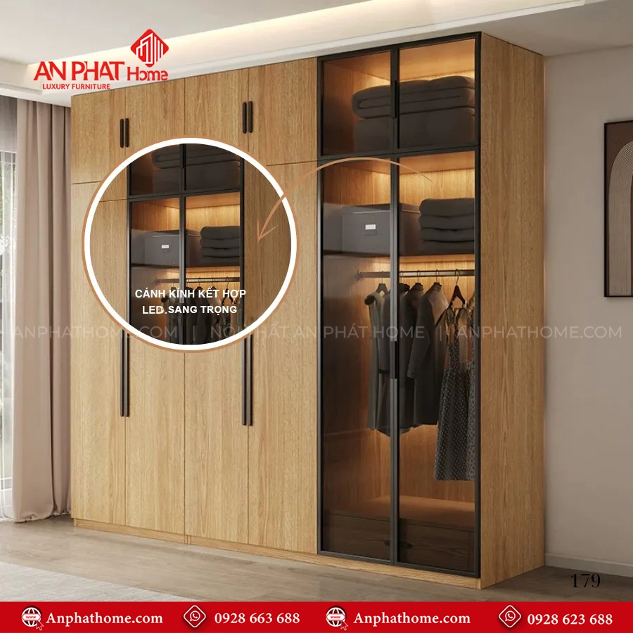 Mẫu tủ quần áo gỗ công nghiệp hiện đại TA-679 11 Tủ đựng quần áo thiết kế theo yêu cầu