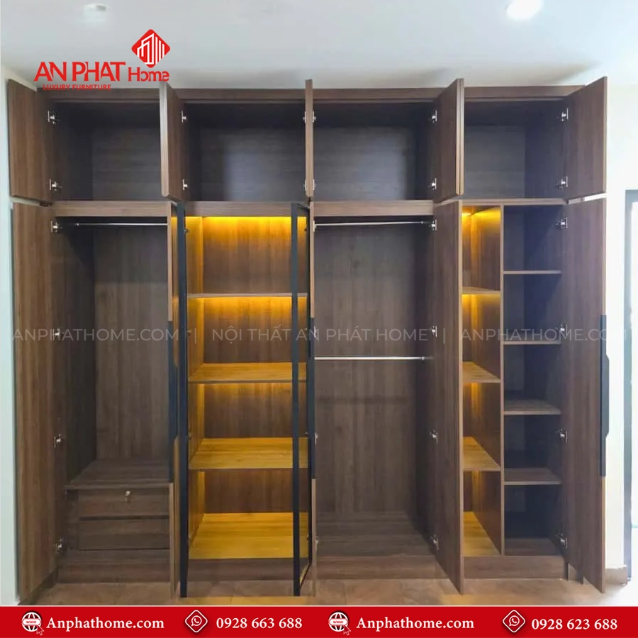 Mẫu tủ quần áo phòng ngủ âm tường đẹp TA-668 11 Tủ quần áo gỗ công nghiệp hiện đại
