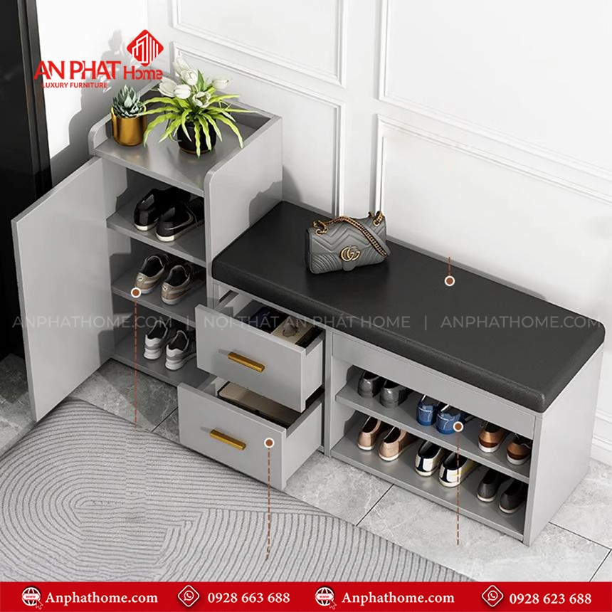 Tủ để giày dép bằng gỗ công nghiệp T-5484 12 Kệ giày thông minh tiết kiệm diện tích