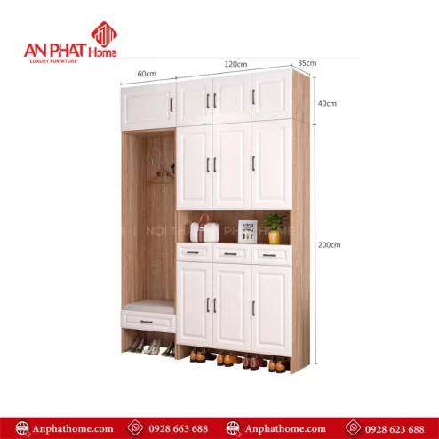 Mẫu tủ giày trang trí phòng khách