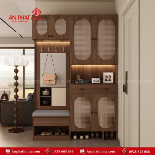 Tủ để giày gỗ mây cao cấp T-5482 An Phát Home