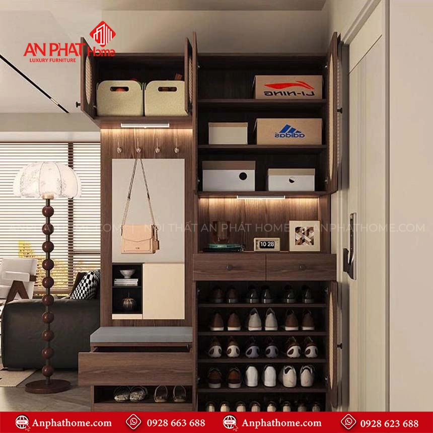 Tủ để giày gỗ mây cao cấp T-5482 10 Top 33 mẫu tủ đựng giày gỗ thông minh