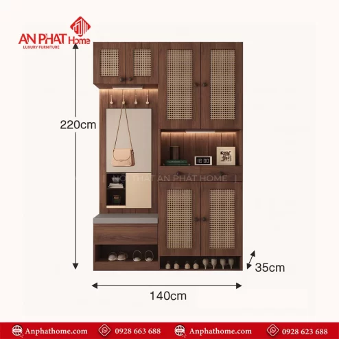 Mẫu tủ giày dép bằng gỗ hiện đại