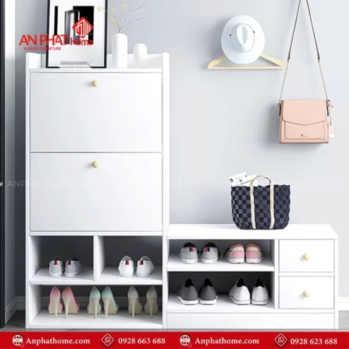 Mẫu tủ giày kết hợp để đồ
