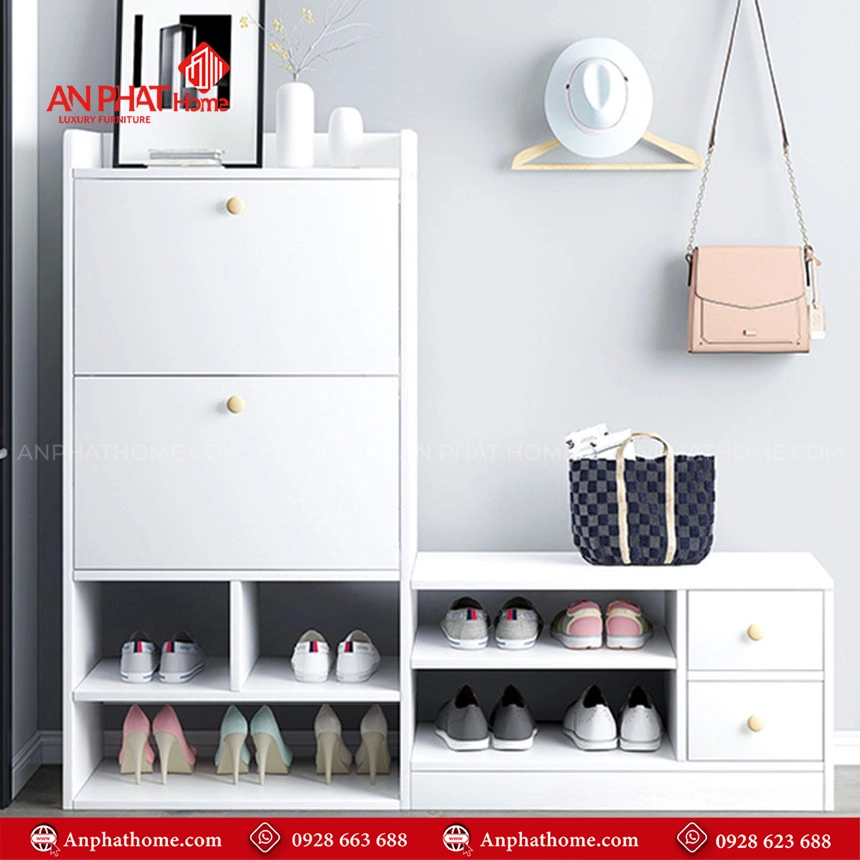 Tủ đựng giày dép gỗ T-5500 16 Mẫu tủ giày kết hợp để đồ