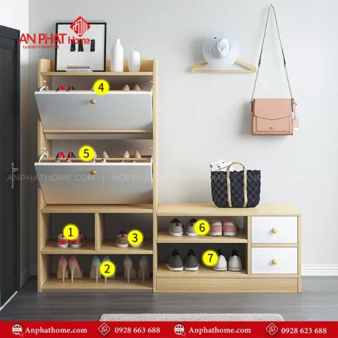 Mẫu tủ giày cánh lật