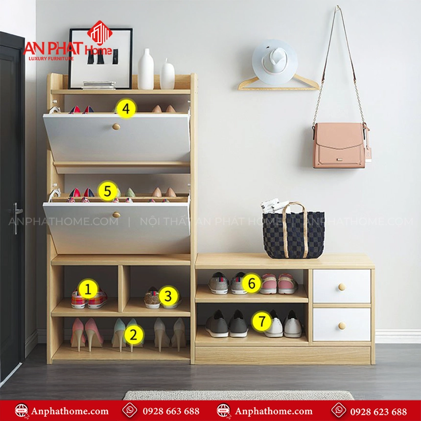 Tủ đựng giày dép gỗ T-5500 19 Mẫu tủ giày cánh lật