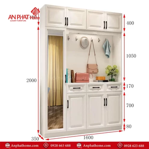 Mẫu tủ giày nhiều ngăn đẹp hiện đại