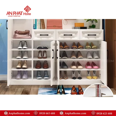 Mẫu tủ giày dép bằng gỗ