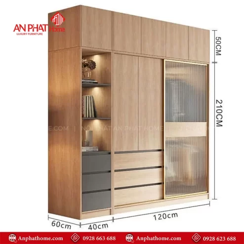 Tủ quần áo gỗ công nghiệp cửa lùa