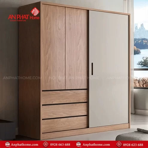 Tủ đựng quần áo cánh lùa gỗ MDF TA-610 An Phát Home