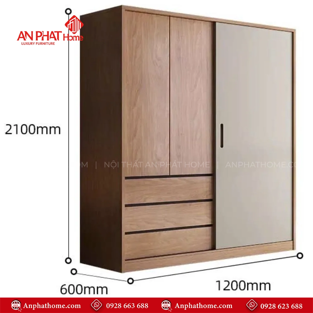 Tủ đựng quần áo cánh lùa gỗ MDF TA-610 16 Tu dung quan ao canh lua go MDF TA 610 5