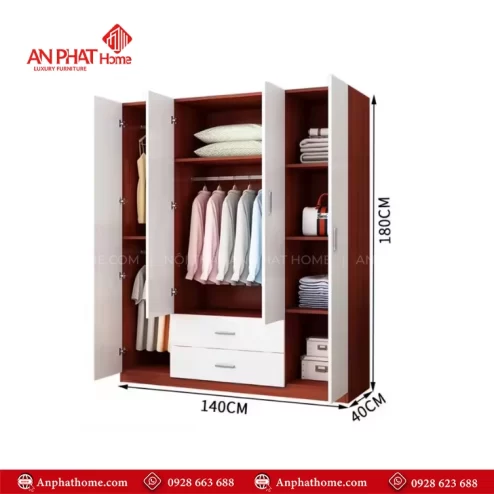 Tủ quần áo gỗ 4 cánh