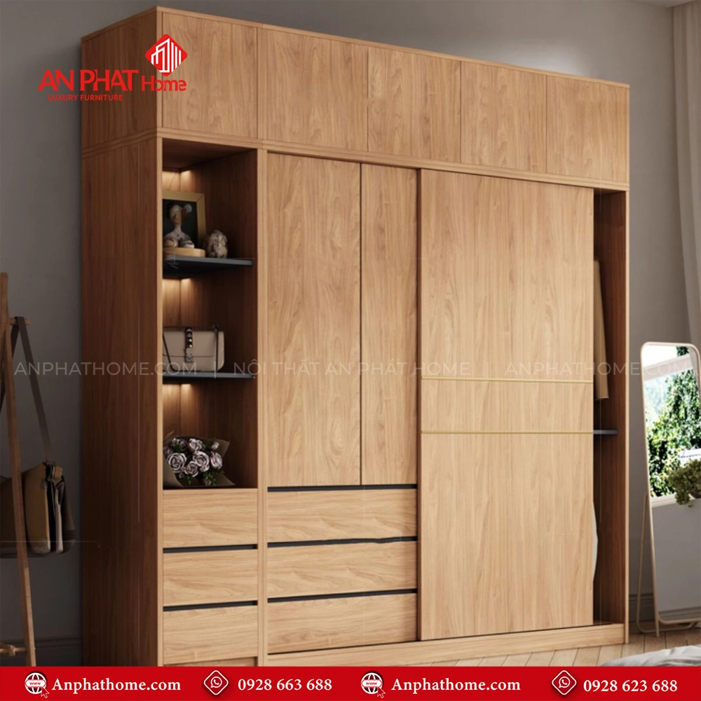 Tủ đựng quần áo gỗ TA-606 10 Tủ quần áo gỗ công nghiệp đẹp