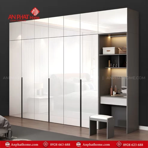 Mẫu tủ quần áo kết hợp bàn trang điểm đẹp
