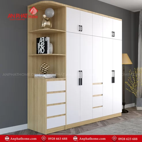 Tủ đựng quần áo kết hợp kệ trang trí TA-698 An Phát Home