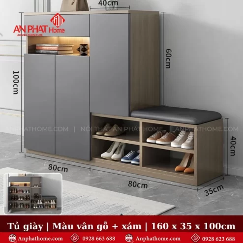 Tủ giày thông minh có ghế ngồi
