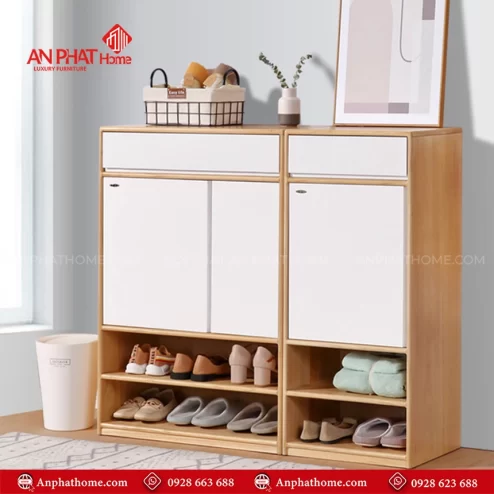 Mẫu tủ đựng giày dép bằng gỗ công nghiệp