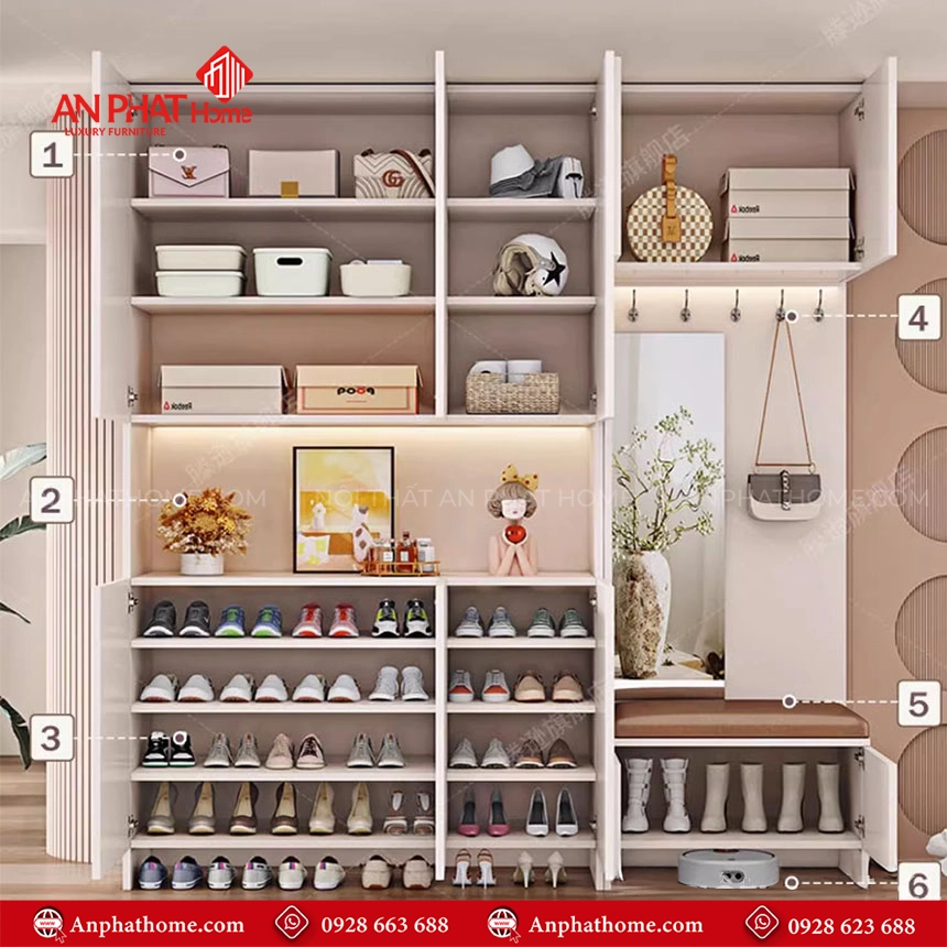 Tủ giày dép hiện đại T-5493 8 Tủ để giày kịch tường đẹp hiện đại