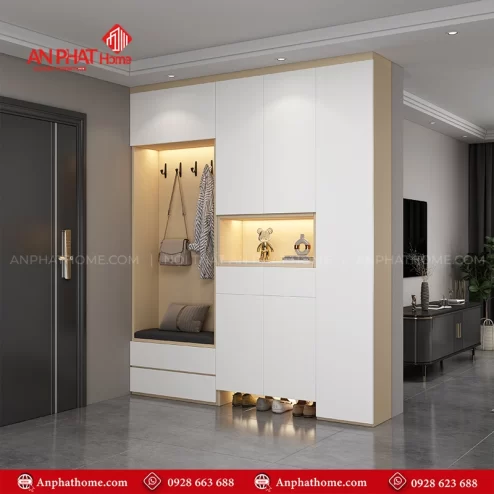 Tủ giày gỗ kết hợp để đồ đẹp T-5524 An Phát Home