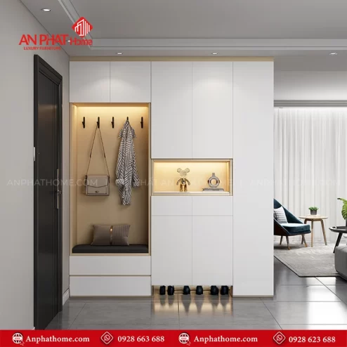 Mẫu tủ giày dép bằng gỗ