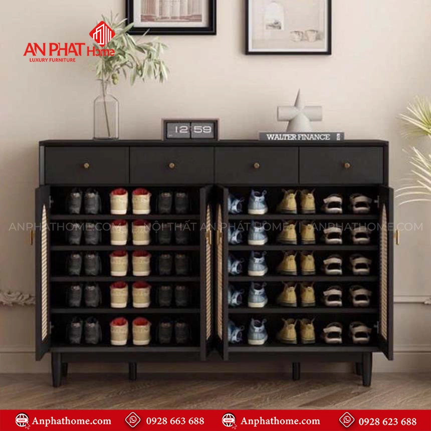 Tủ giày gỗ mây thiết kế đẹp mắt T-5483 13 Mẫu tủ giày thông minh đẹp