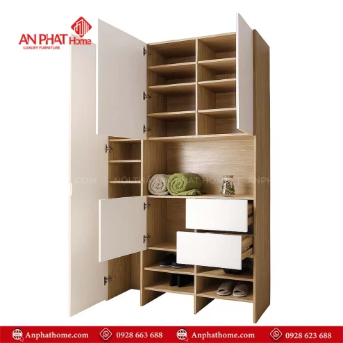 Mẫu tủ giày dép bằng gỗ