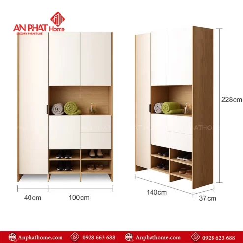 Mẫu tủ giày dép bằng gỗ công nghiệp đẹp