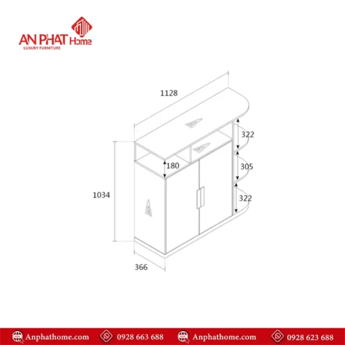 Tu giay thiet ke hien dai bang go MDF T 5488 5
