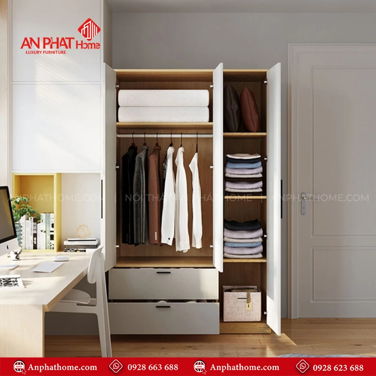 Tủ quần áo bằng gỗ đẹp TA-647 8 Mẫu tủ quần áo trong phòng ngủ