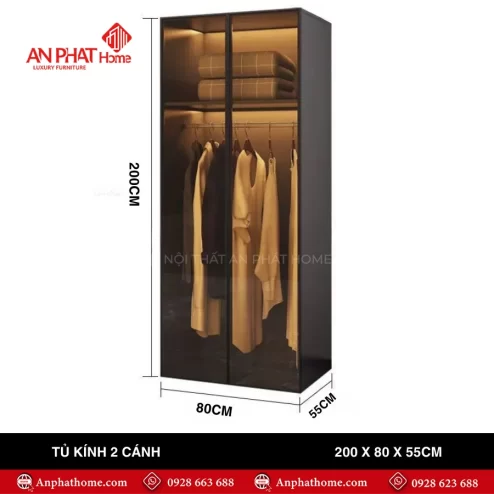 Tu quan ao canh kinh bang go MDF dep TA 681 11