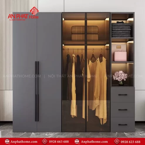 Tủ quần áo cánh kính bằng gỗ MDF đẹp TA-681 An Phát Home