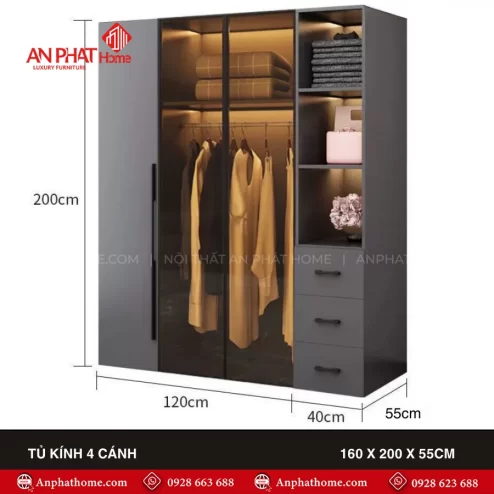 Tủ quần áo gỗ công nghiệp hiện đại