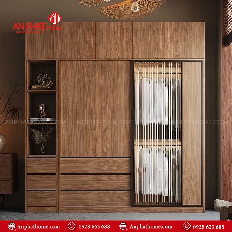 Tủ quần áo cánh kính cao cấp TA-696 11 Thiết kế tủ quần áo cho phòng ngủ nhỏ