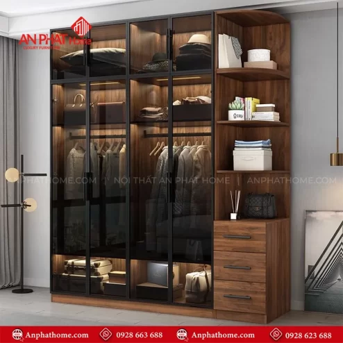Tủ quần áo cánh kính gỗ công nghiệp đẹp TA-688 An Phát Home
