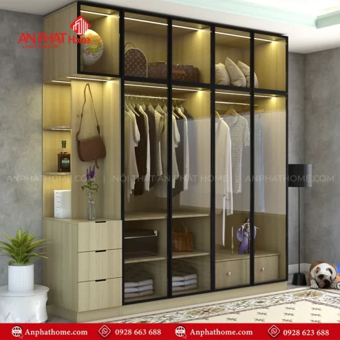 Mẫu tủ quần áo gỗ trong phòng ngủ