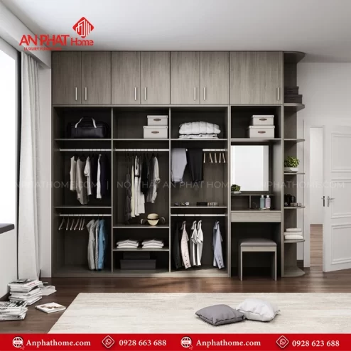 Tủ quần áo kèm kệ trang trí