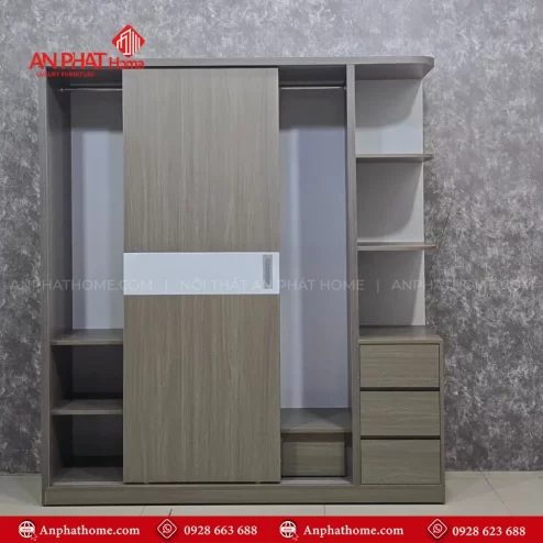 Mẫu tủ quần áo gỗ mdf cửa lùa