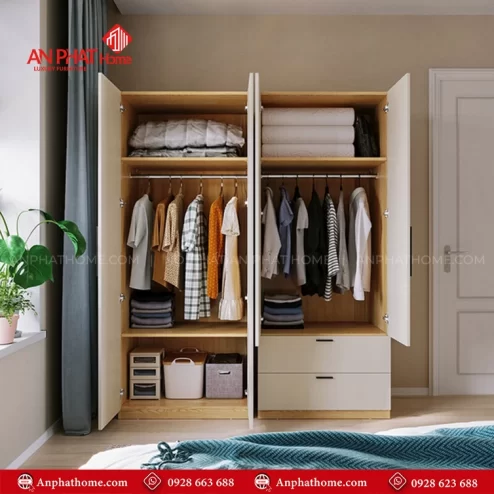 Mẫu tủ quần áo gỗ đẹp hiện đại