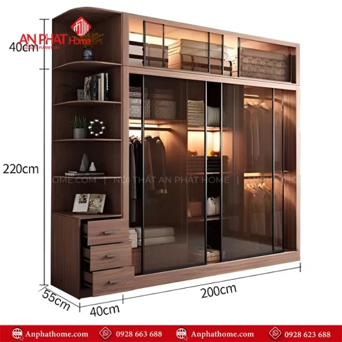 Tủ quần áo cánh kính cửa lùa