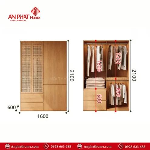 Tủ quần áo gỗ công nghiệp cao cấp