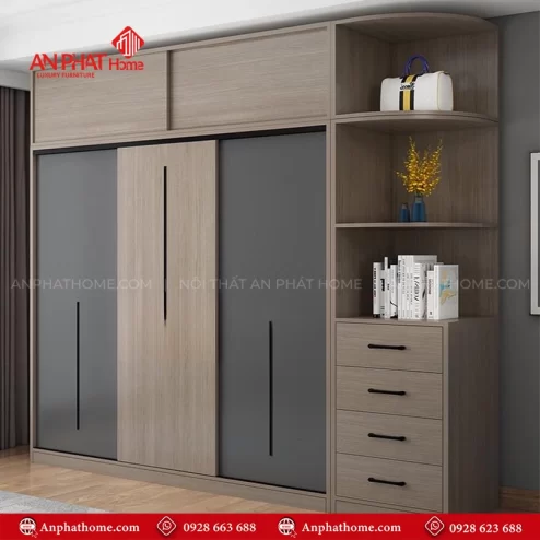 Tủ quần áo gỗ công nghiệp cửa lùa