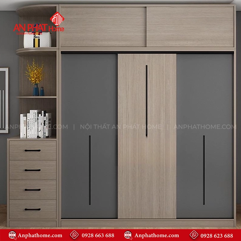 Tủ quần áo gỗ đẹp AT-607 17 Tủ quần áo gỗ công nghiệp 2 cánh