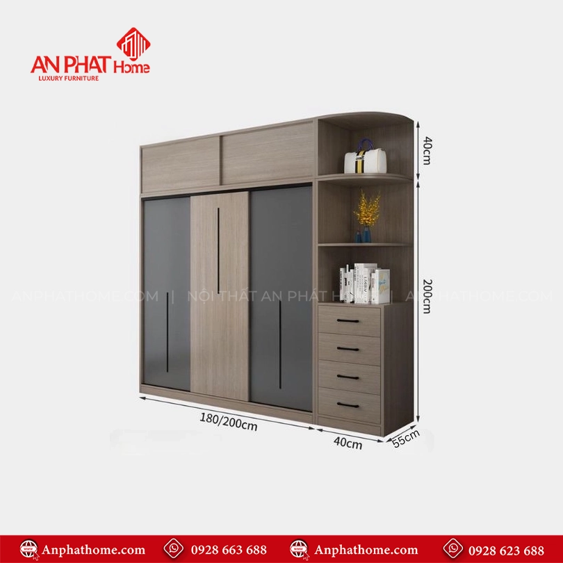 Tủ quần áo gỗ đẹp AT-607 18 Tu quan ao go dep AT 607 8